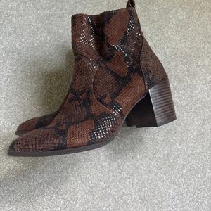 Steve Madden Brown Snake Print Ankle Boots